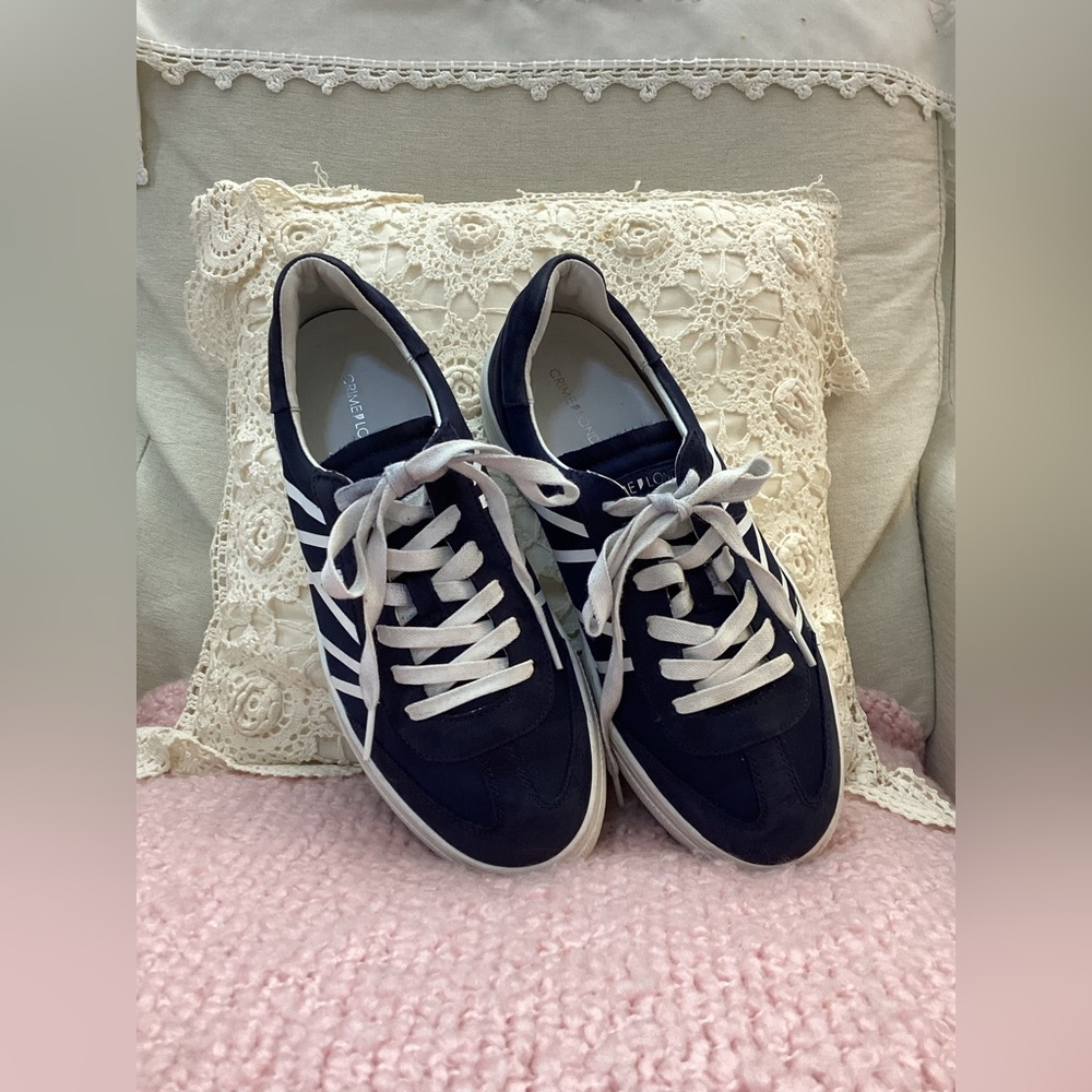 Crime London Navy and White Sneakers